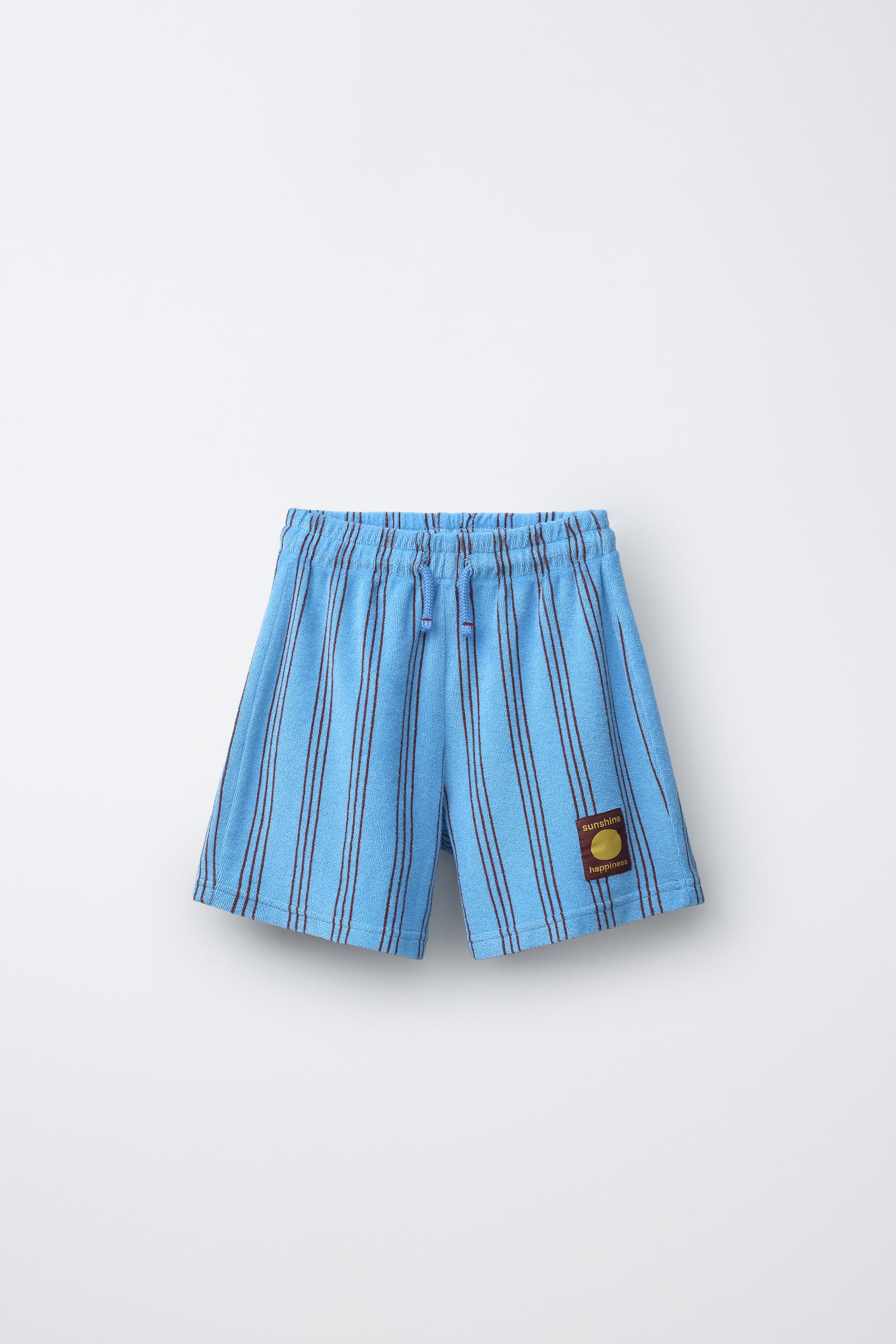 SHORT EFFET ÉPONGE À RAYURES